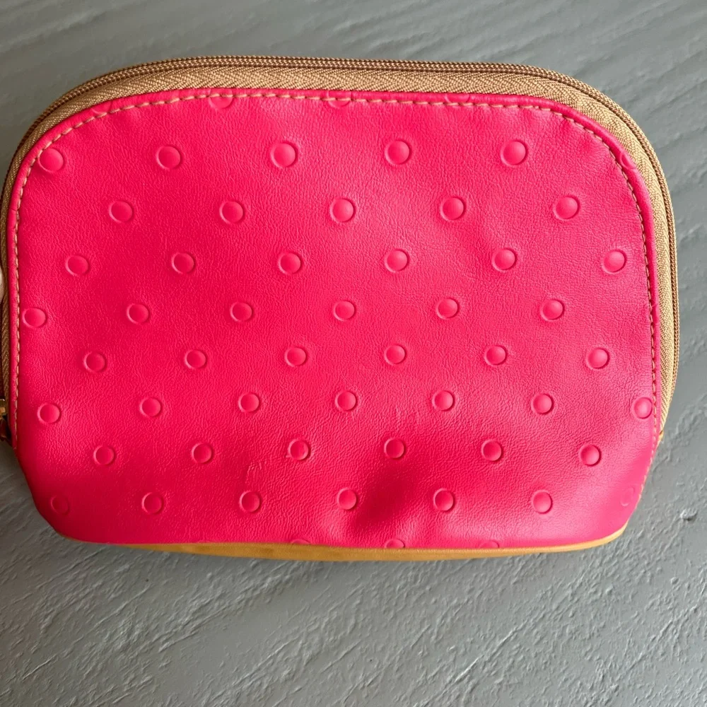 Vintage 90s Estée Lauder Pink Tan Zip Cosmetic Makeup Travel Bag